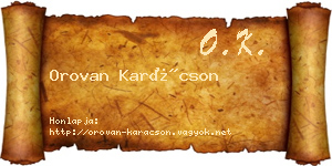 Orovan Karácson névjegykártya